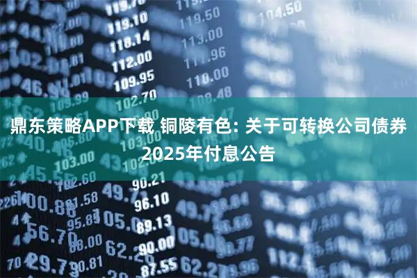 鼎东策略APP下载 铜陵有色: 关于可转换公司债券2025年付息公告