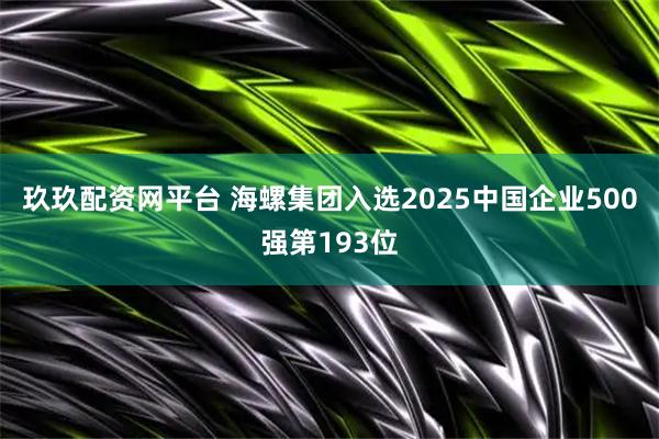 玖玖配资网平台 海螺集团入选2025中国企业500强第193位