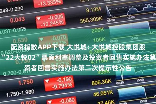 配资指数APP下载 大悦城: 大悦城控股集团股份有限公司关于“22大悦02”票面利率调整及投资者回售实施办法第二次提示性公告