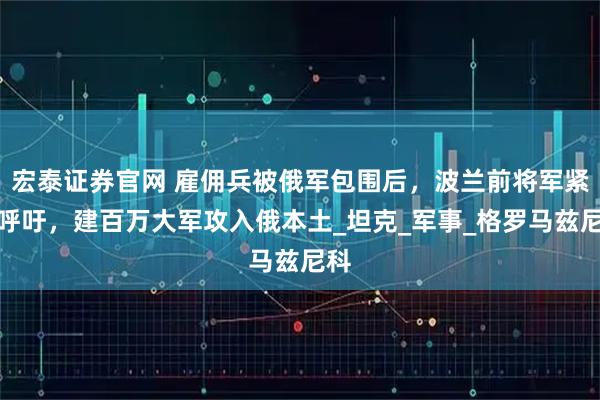 宏泰证券官网 雇佣兵被俄军包围后，波兰前将军紧急呼吁，建百万大军攻入俄本土_坦克_军事_格罗马兹尼科