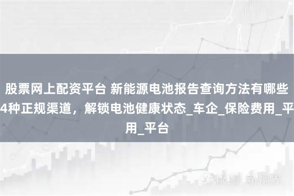股票网上配资平台 新能源电池报告查询方法有哪些？4种正规渠道，解锁电池健康状态_车企_保险费用_平台