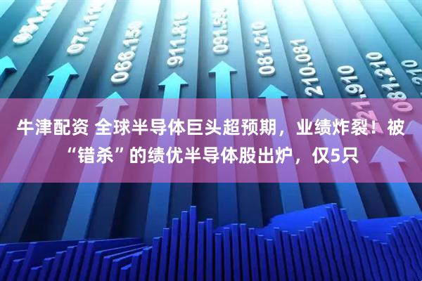 牛津配资 全球半导体巨头超预期，业绩炸裂！被“错杀”的绩优半导体股出炉，仅5只
